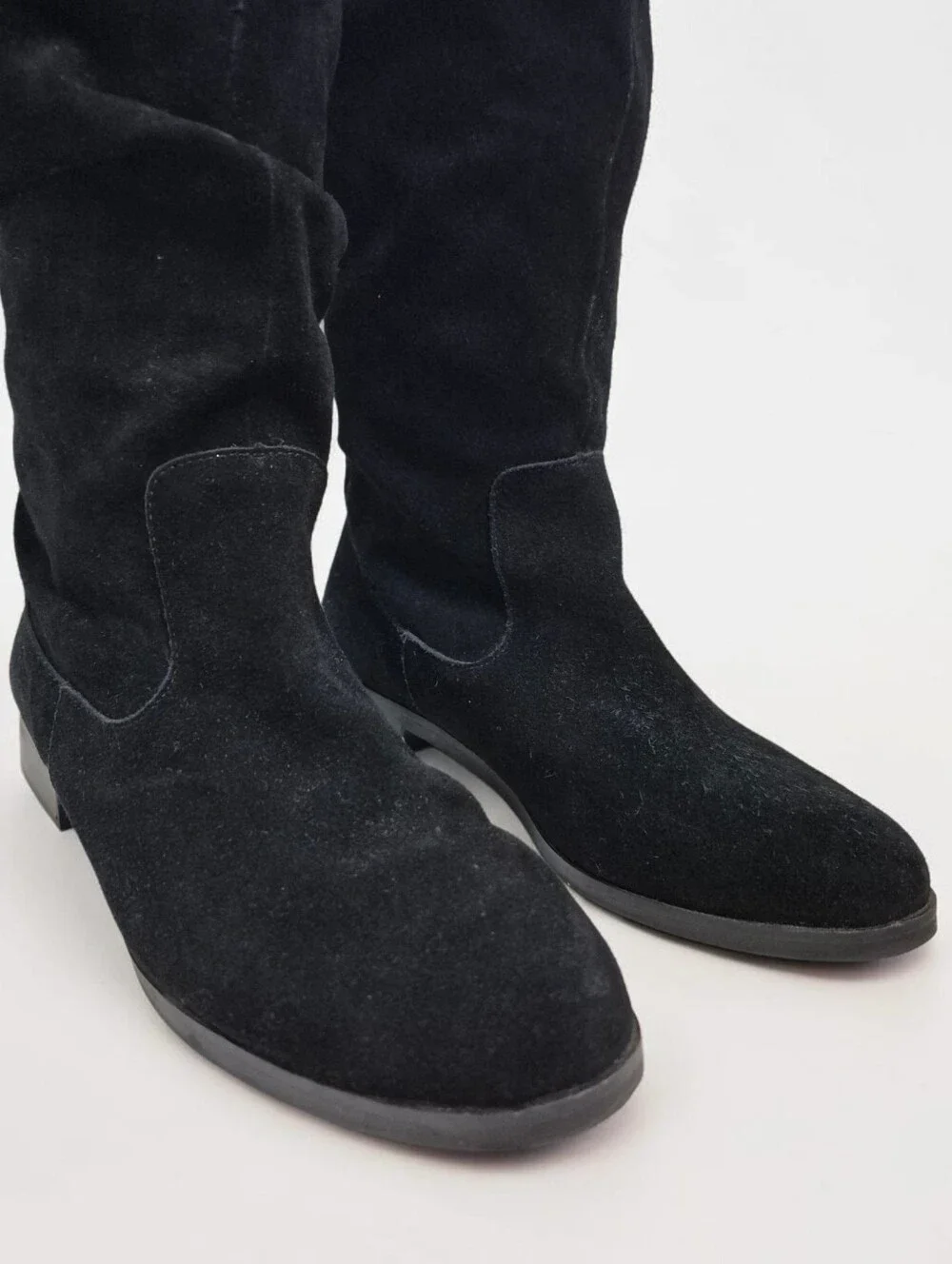 Steve Madden Balen Knee High Black Leather Suede Slouch Boots 9.5 Casual